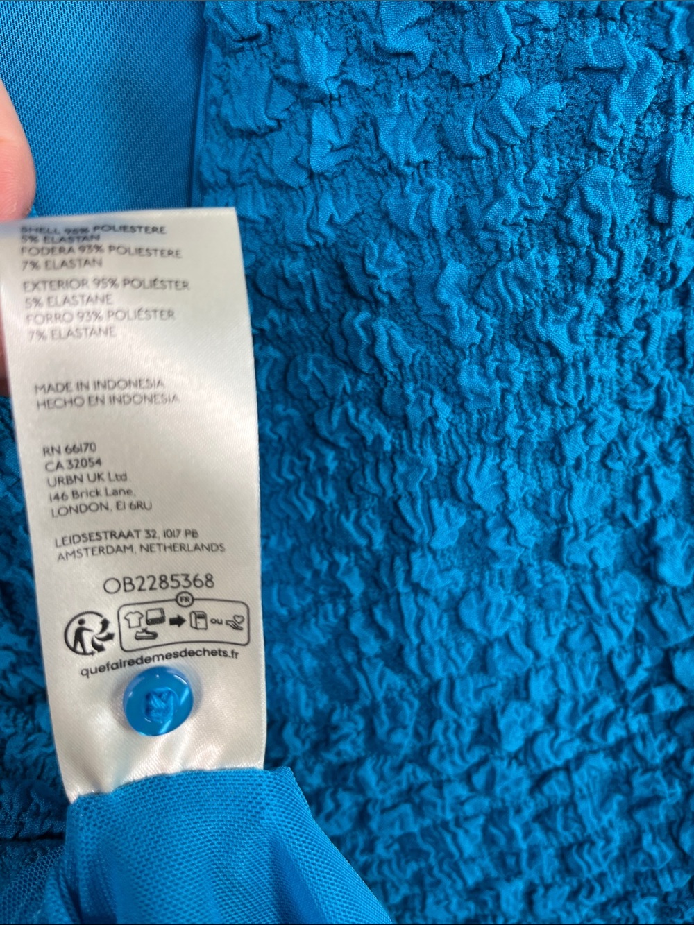 🛍️SALE Anthropologie textured crinkle mini shift bodycon dress blue NEW SZ S - Picture 9 of 9